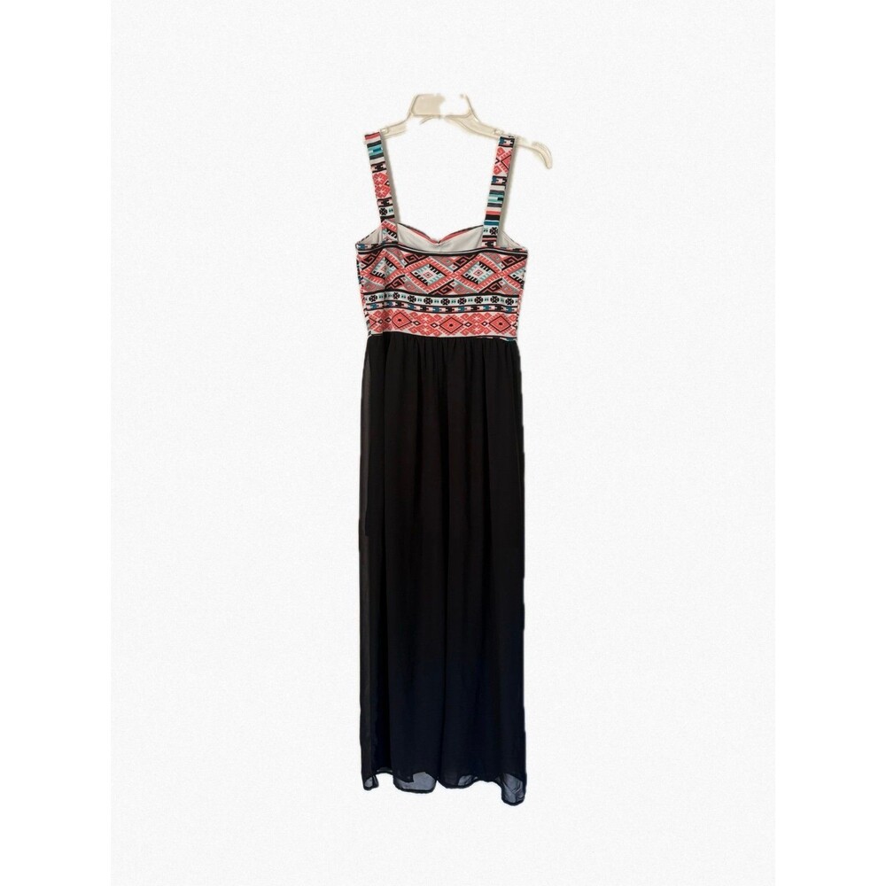 Finesse Aztec Print Maxi Dress XS S Boho Geometric Tribal Sheer Chiffon Festival - Picture 4 of 7